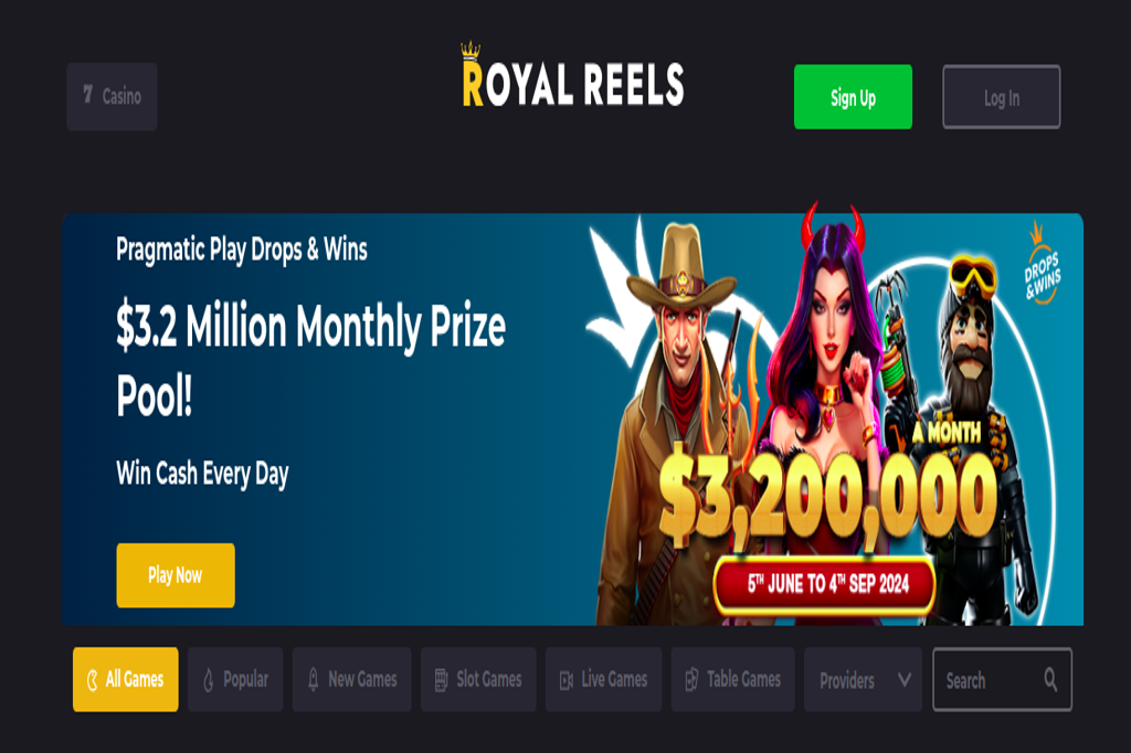 Royal Reels Casino Homepage Banner

